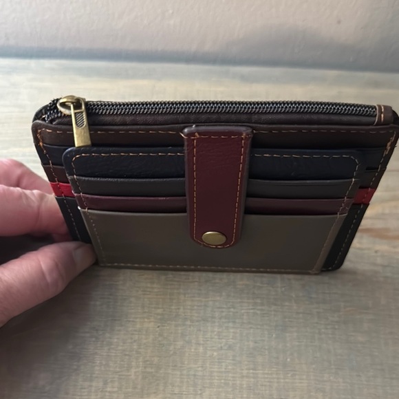 Vera Pelle Red and Brown Leather Key Card Holder - Picture 6 of 6